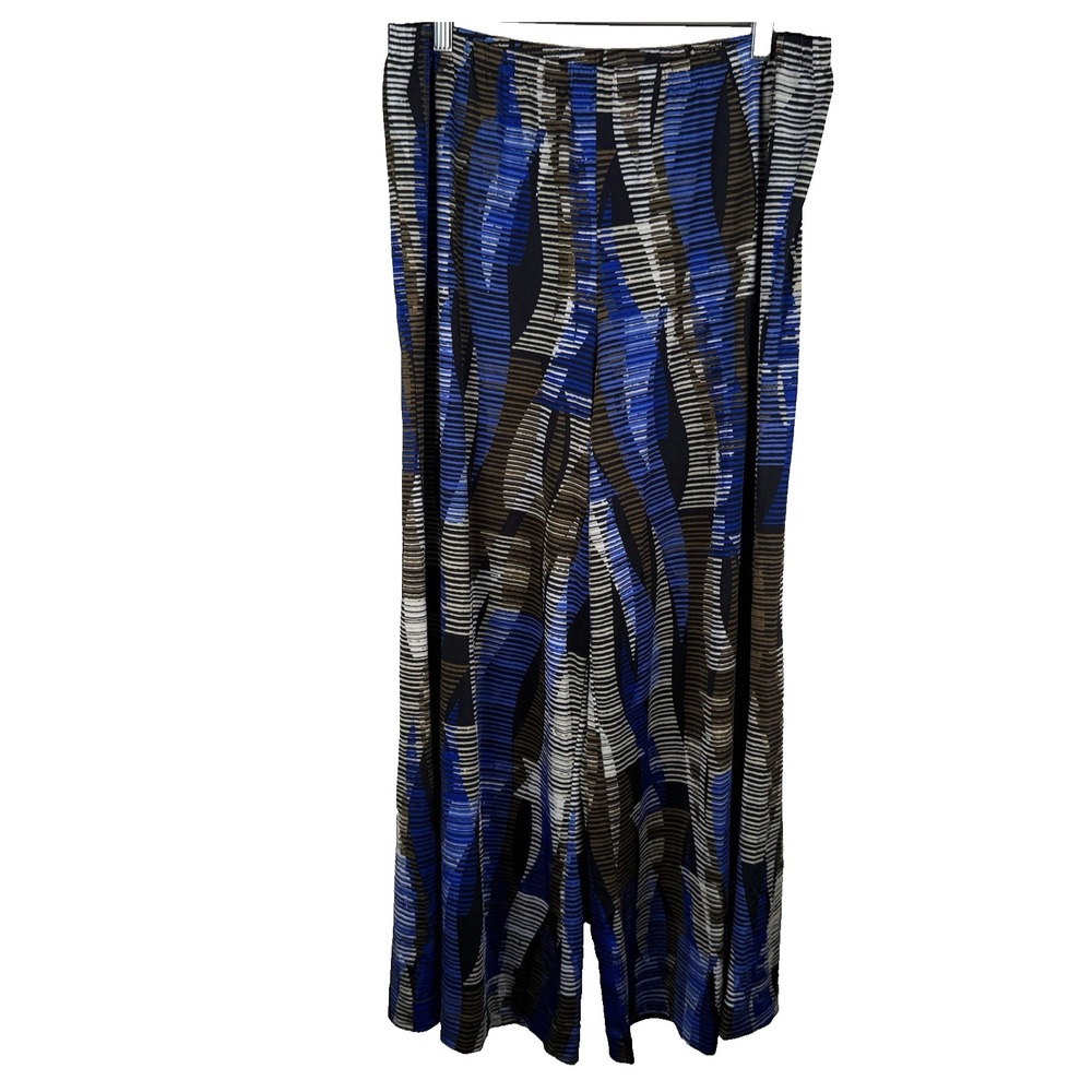 Zac & Rachel Size L Wide Leg Palazzo Pants Elastic Waist‎ Pull On Retro Classic